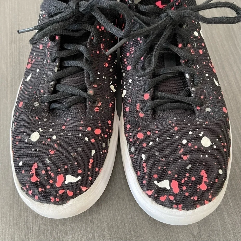 Under Armour girls high top sneakers shoes black pink white size 7Y